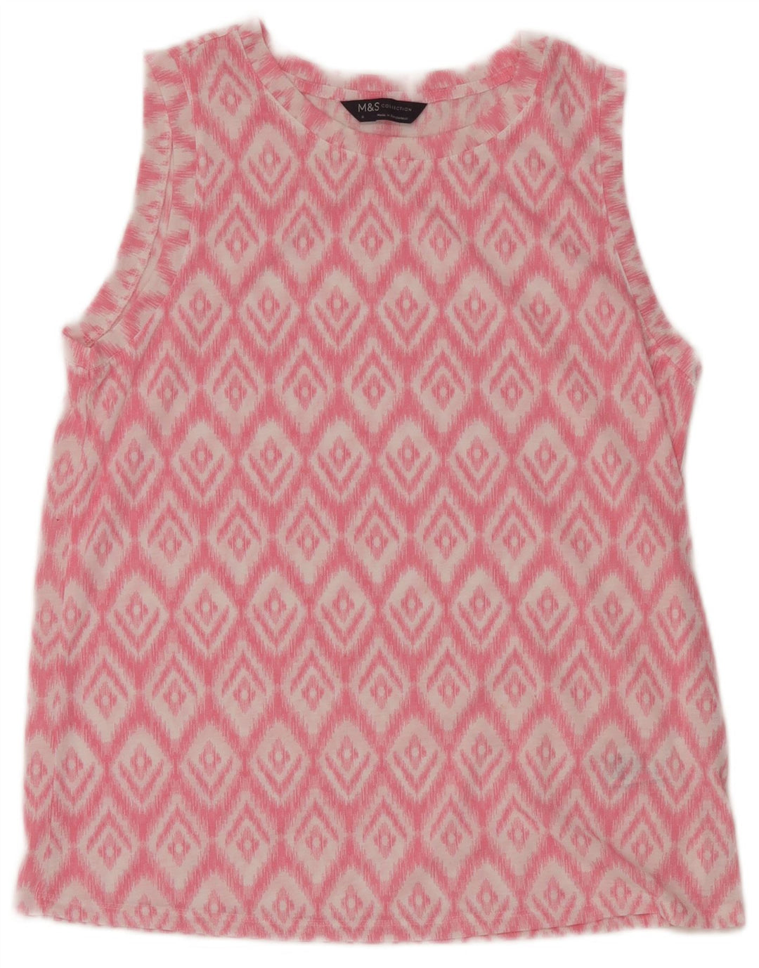 Bluză fără mâneci pentru femei Marks & Spencer UK 8 Small Pink Ikat Poliester