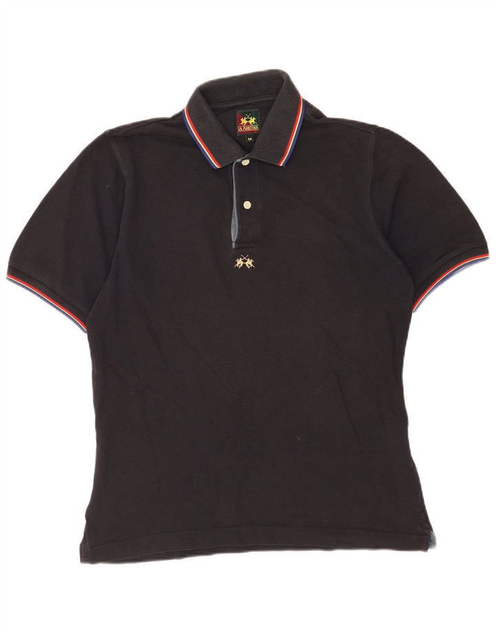 Tricou polo pentru bărbați La Martina, bumbac mediu negru