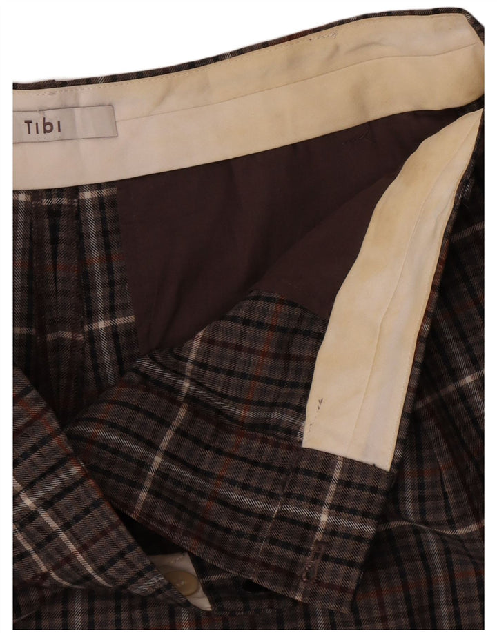 Pantaloni scurți chino cu talie înaltă Tibi W32 Maro Mediu Poliester în carouri