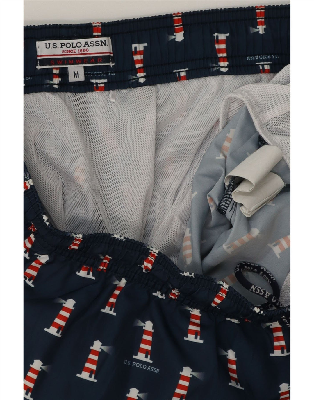 U.S. POLO ASSN. Pantaloni scurți de înot pentru bărbați, medii, albastru marin pete