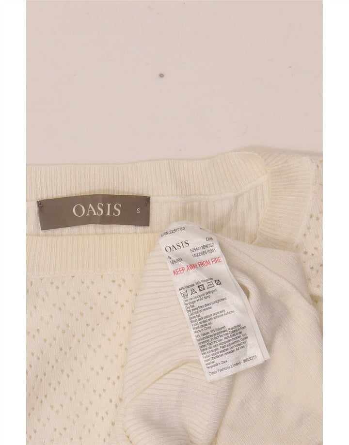 Pulover Oasis pentru femei, supradimensionat, cu gât de barcă, UK 10, mic, alb, viscoză