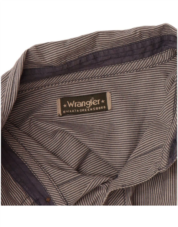WRANGLER Mens Greensboro Shirt Large Grey Striped Cotton