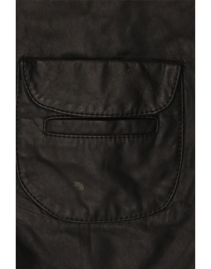 Gilet din piele vintage pentru femei UK 14 Medium Black