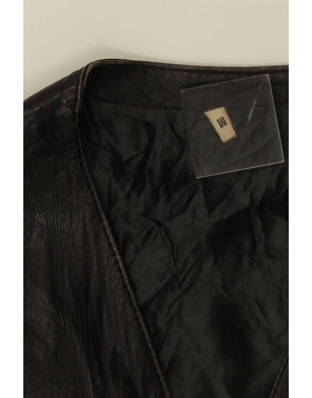 Vestă vintage din piele pentru bărbați, neagră medie