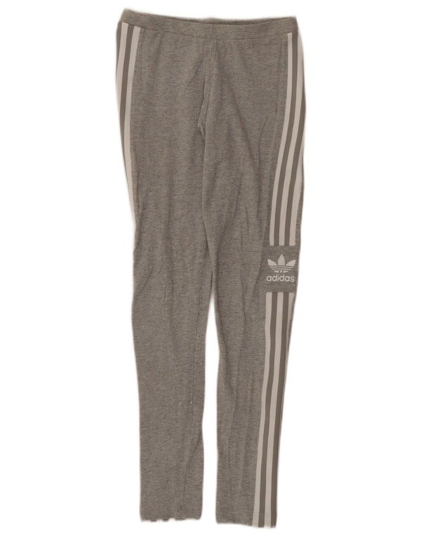 Leggings cu grafic pentru femei Adidas UK 8, bumbac gri mic