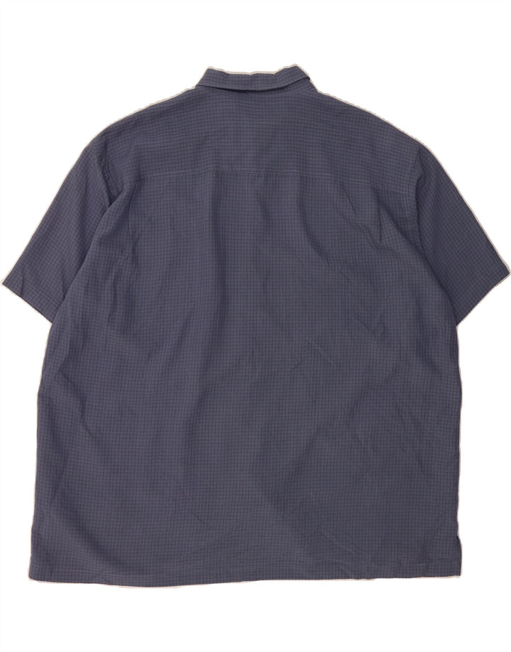 IZOD Mens Short Sleeve Shirt 2XL Navy Blue Check Rayon Vintage Izod and Second-Hand Izod from Messina Hembry 