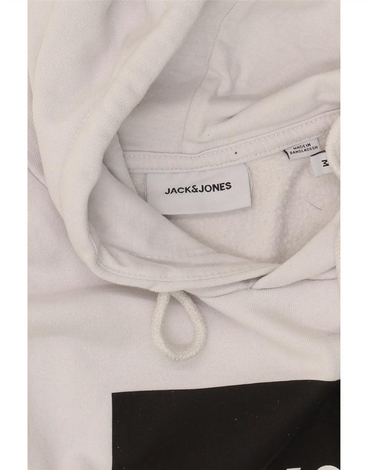 JACK & JONES Mens Graphic Hoodie Jumper Medium White Cotton Vintage Jack & Jones and Second-Hand Jack & Jones from Messina Hembry 