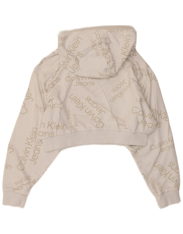 Calvin Klein Jeans Pulover oversized Crop Hoodie pentru femei UK 10 Small White