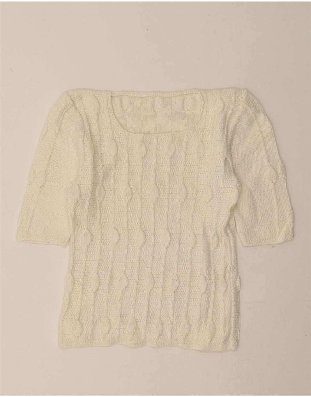 VINTAGE Womens Knit Blouse Top UK 10 Small White Vintage Vintage and Second-Hand Vintage from Messina Hembry 