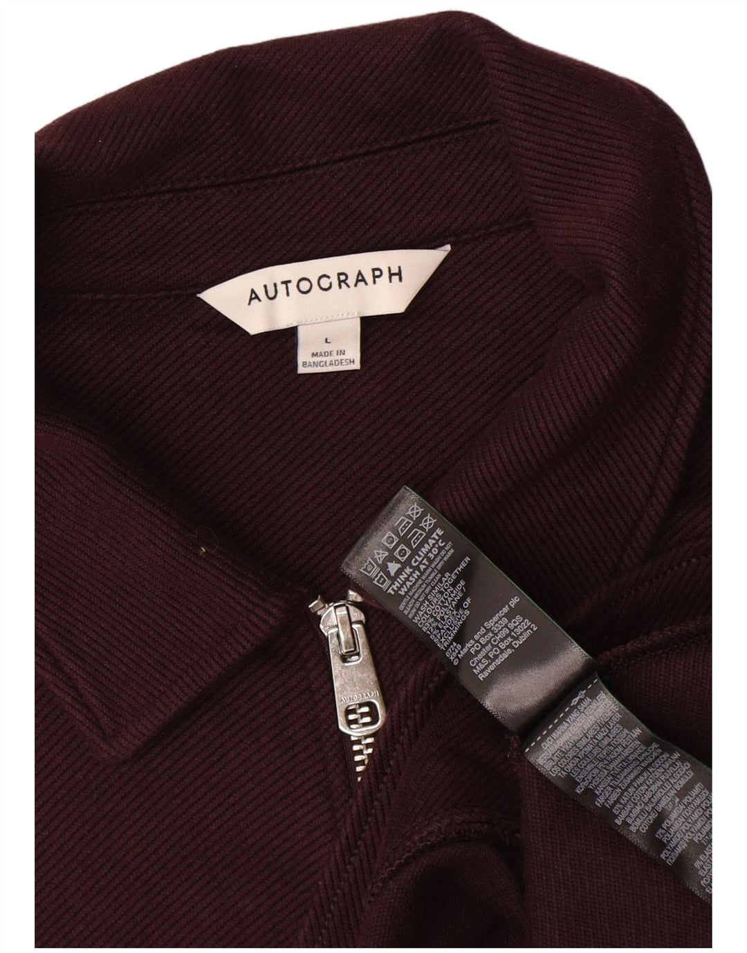 Geacă Bomber Marks & Spencer pentru bărbați cu autograf, UK 40, mare din bumbac burgundy