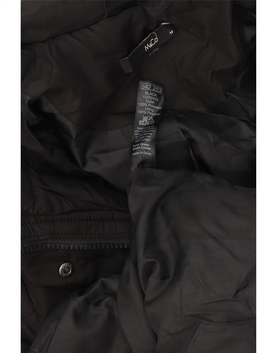 M&Co Jachetă de vânt cu glugă pentru femei UK 14 Poliester mediu negru