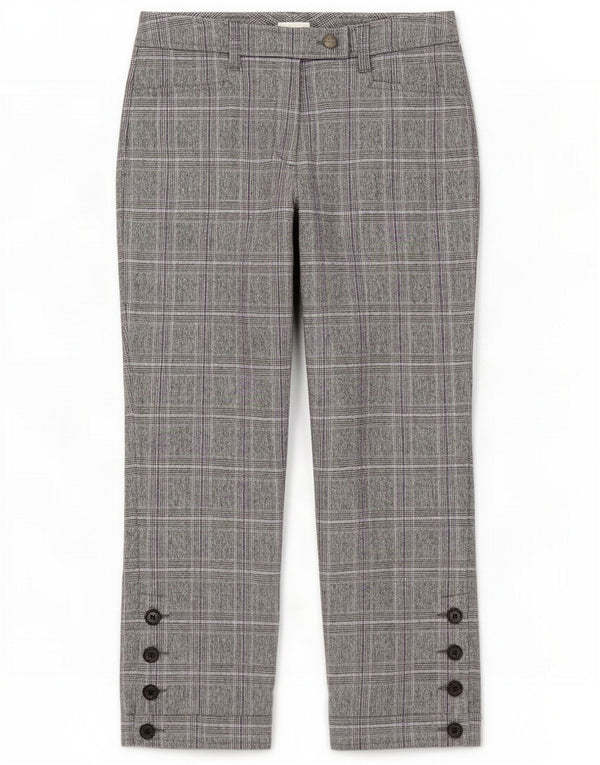 Hirsch Womens Crop Suit Trousers UK 10 Small W27 L24 Grey Houndstooth