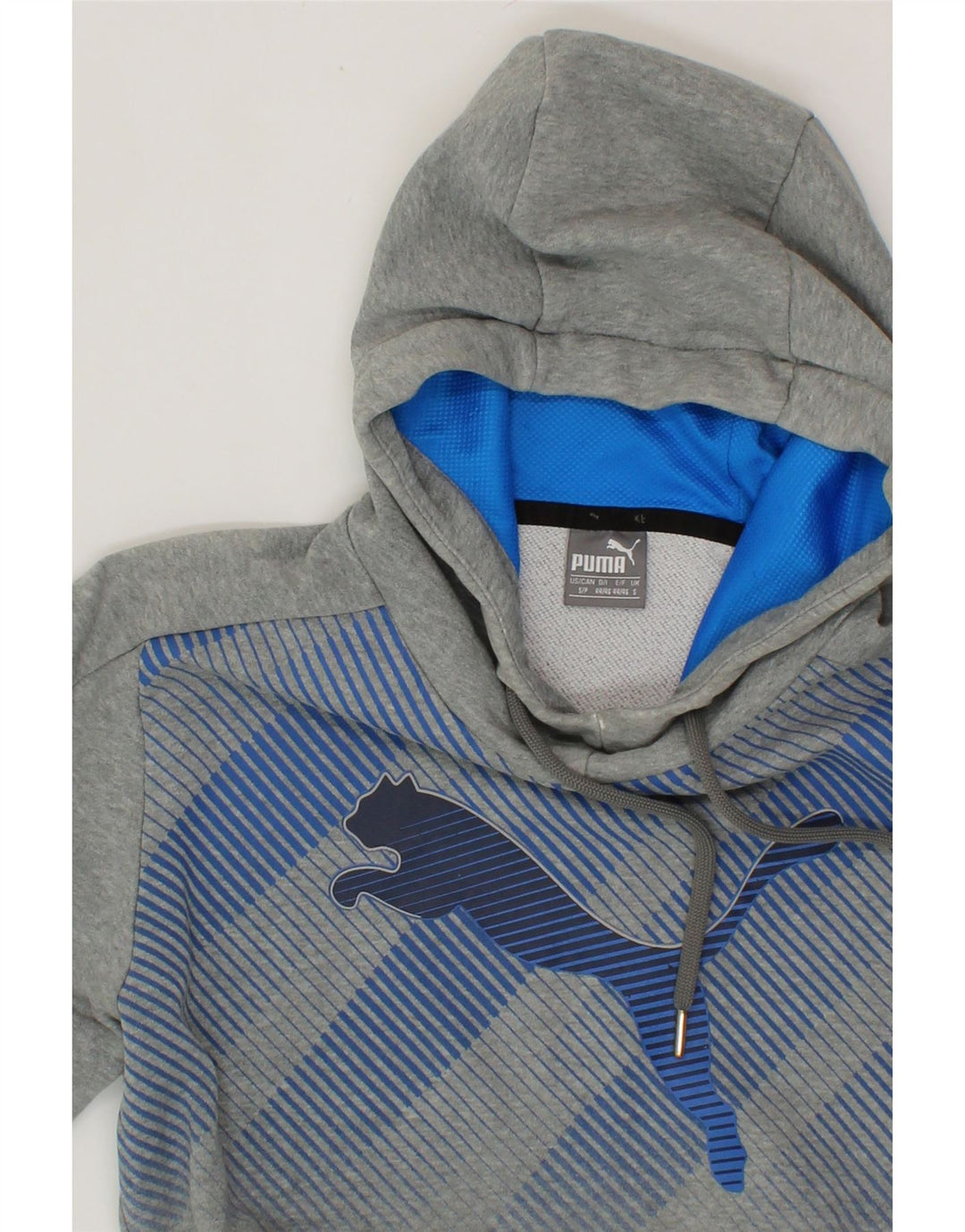 PUMA Mens Graphic Hoodie Jumper Small Grey Cotton Vintage Puma and Second-Hand Puma from Messina Hembry 