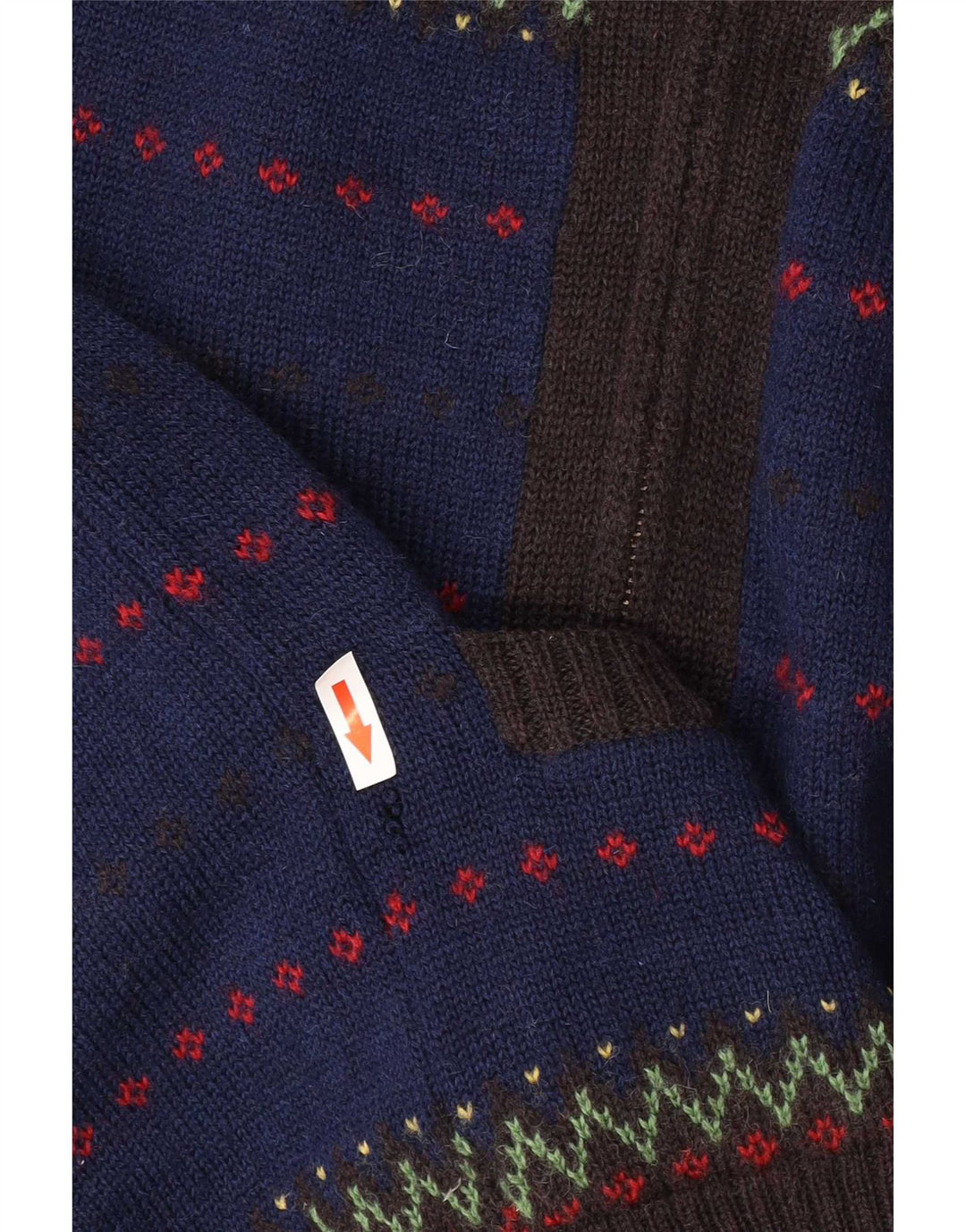 Pulover cardigan cu fermoar complet Farah pentru bărbați, lână Fair Isle, albastru mediu