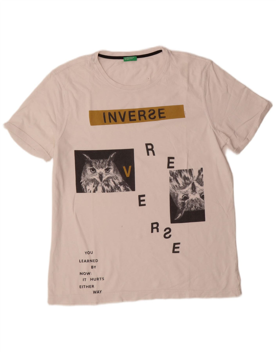 Tricou grafic Benetton pentru bărbați Top Mediu Alb