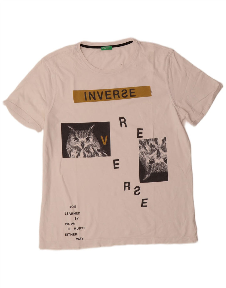 Tricou grafic Benetton pentru bărbați Top Mediu Alb