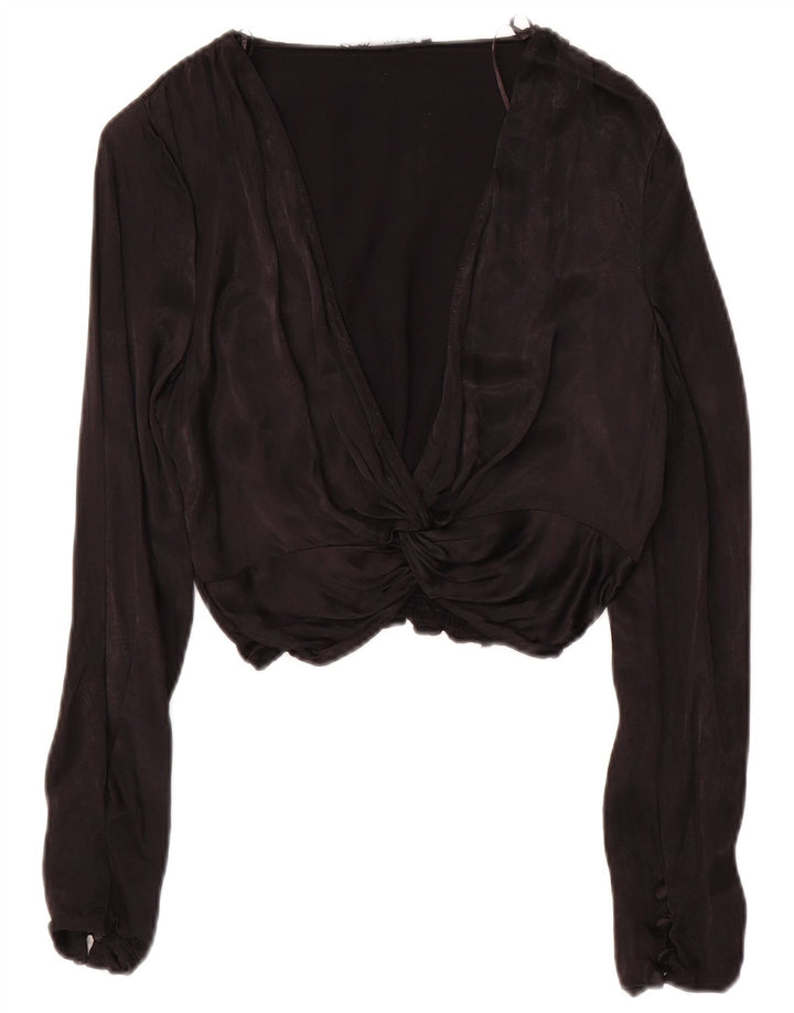 Crop Top cu mânecă lungă pentru femei Zara UK 10 Small Black