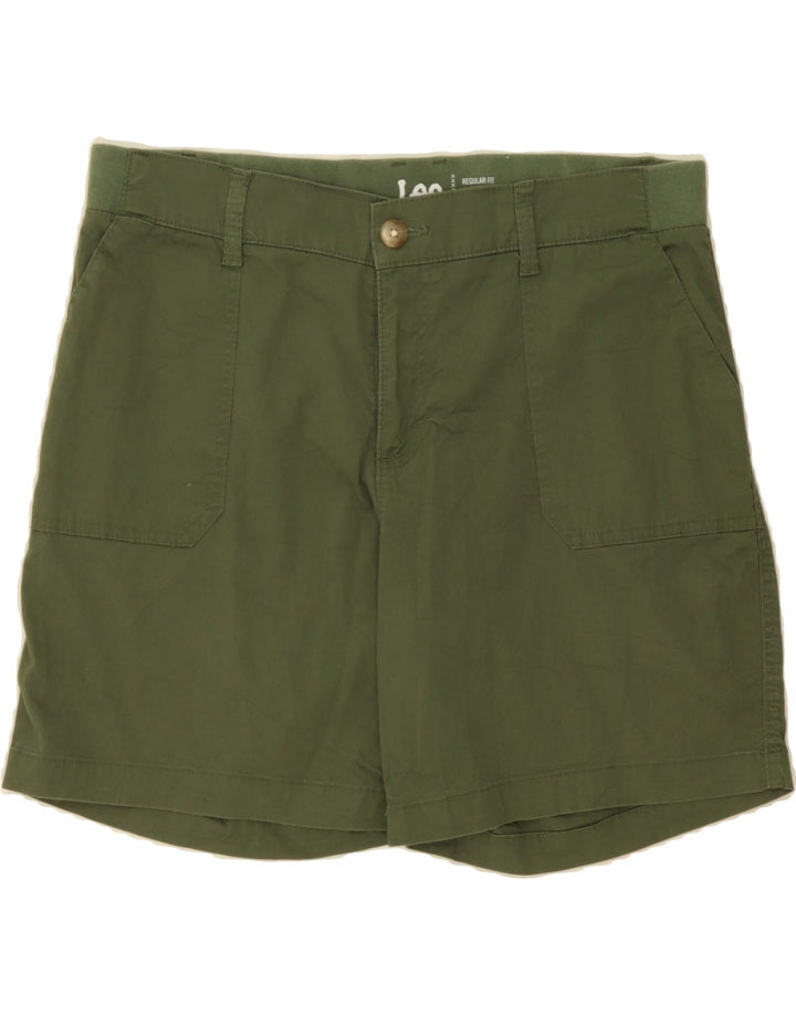 LEE Womens Mid Rise Regular Fit Bermuda Shorts US 12 Large W34 Green Vintage Lee and Second-Hand Lee from Messina Hembry 