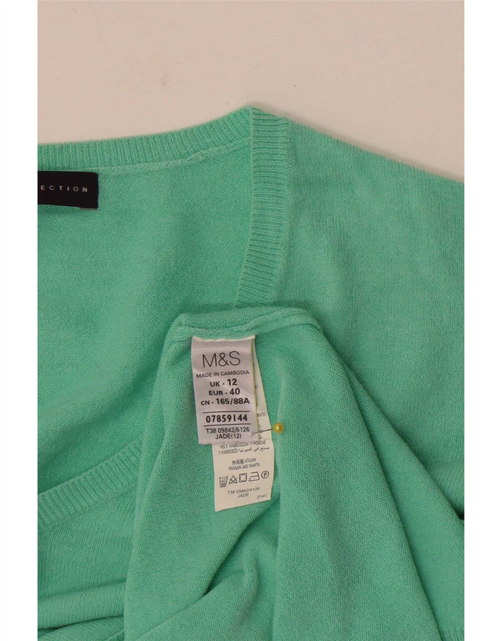 Pulover cu decolteu în V pentru femei Marks & Spencer UK 12 Acrilic verde mediu