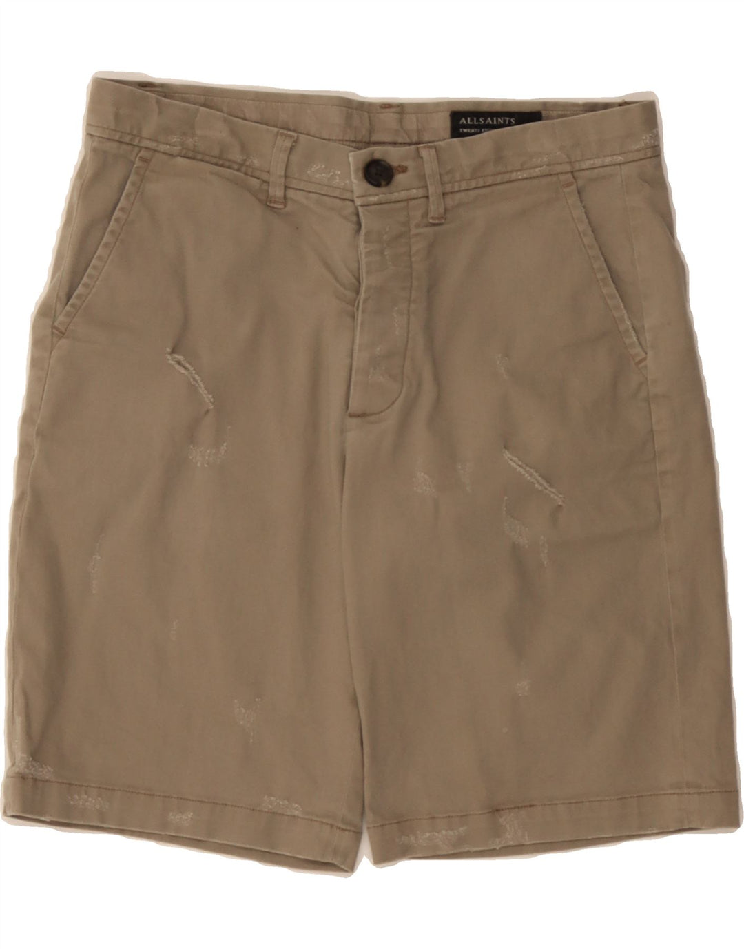 ALL SAINTS Mens Distressed Chino Shorts W28 Small  Beige Vintage All Saints and Second-Hand All Saints from Messina Hembry 