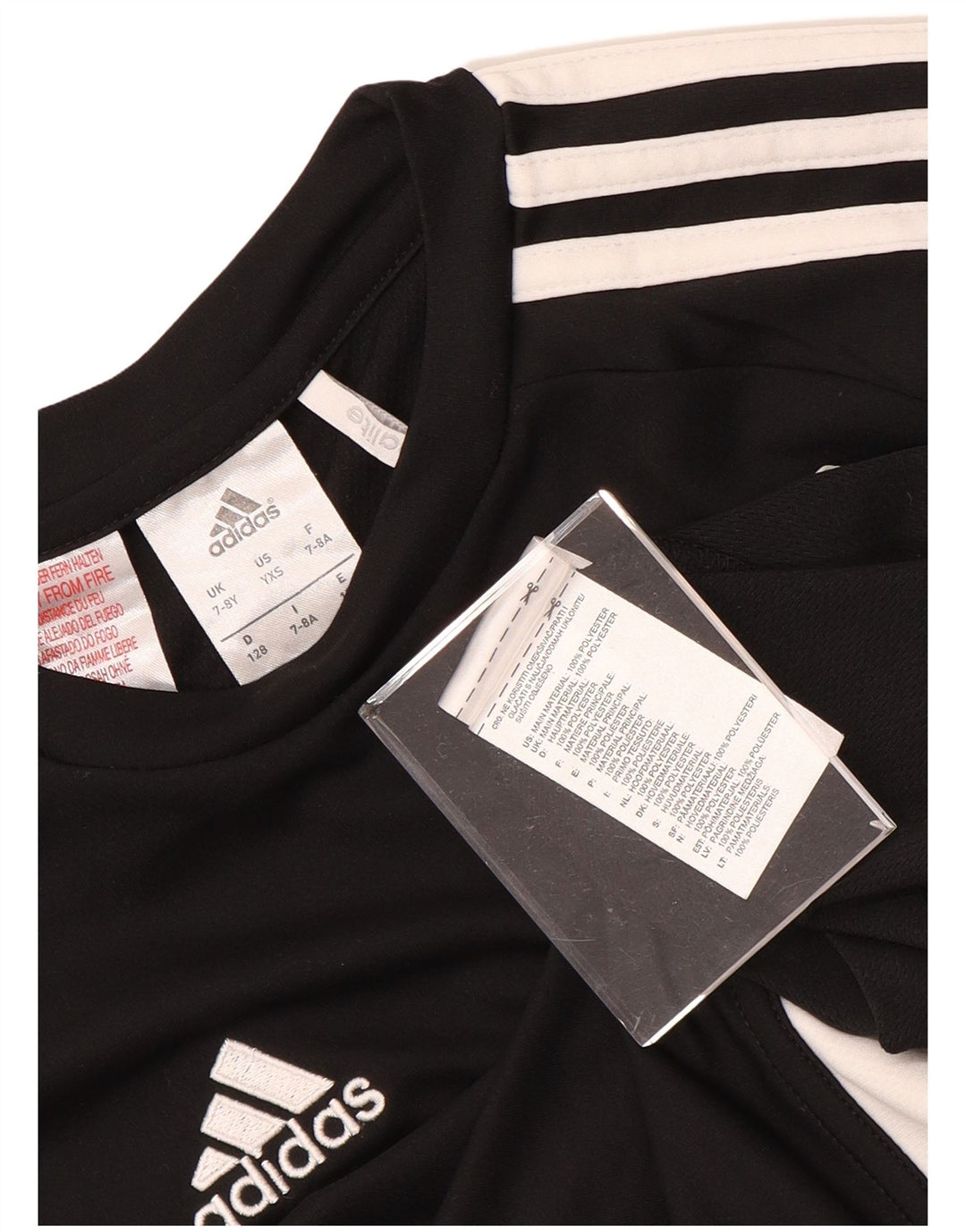 Tricou grafic ADIDAS Climalite pentru baieti Top 7-8 ani poliester negru