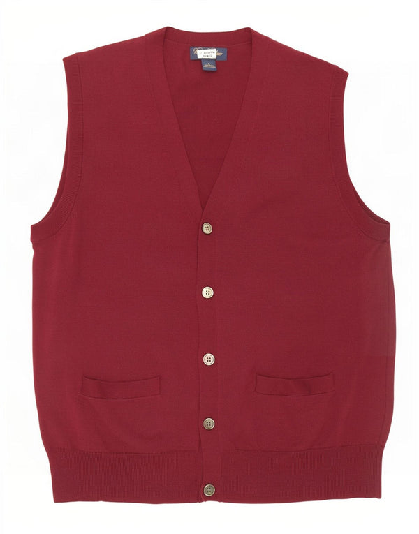 Pulover cardigan fără mâneci pentru bărbați Brooks Brothers, lână burgundy mare