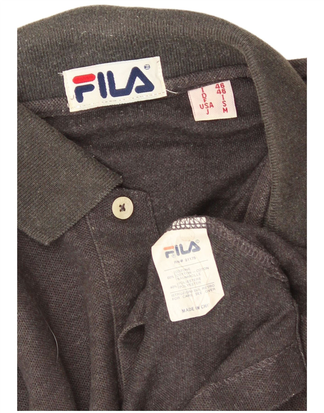 Cămașă polo cu mânecă lungă Fila pentru bărbați, bumbac gri mic