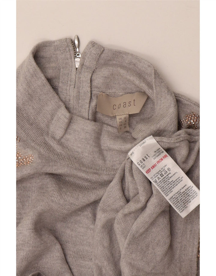 Coast Pulover cu gât țestoasă pentru femei UK 12 Medium Gri Floral Poliamidă