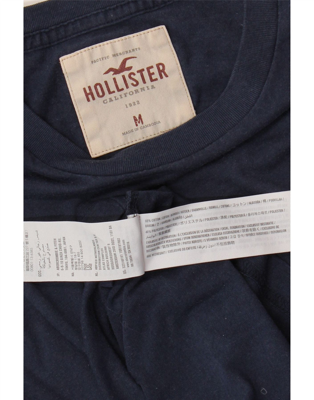 HOLLISTER Top grafic pentru bărbați cu mânecă lungă, mediu, bleumarin, bumbac