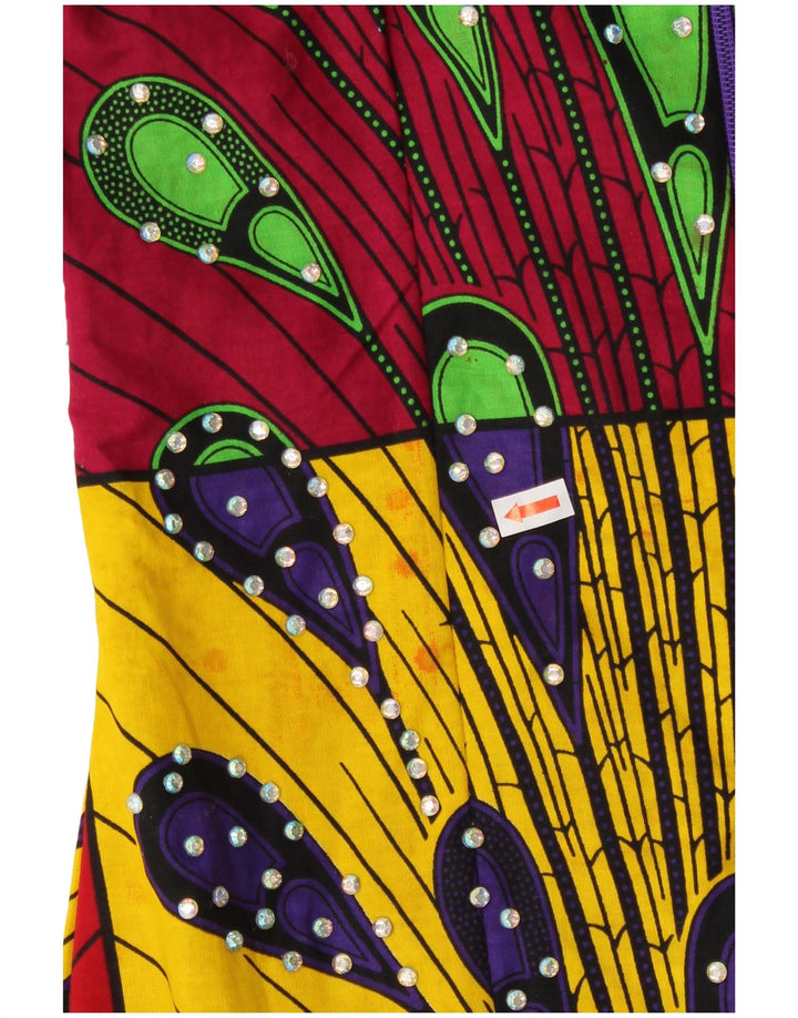 VINTAGE Womens Sleeveless Mermaid Dress UK 8 Small Multicoloured Patchwork