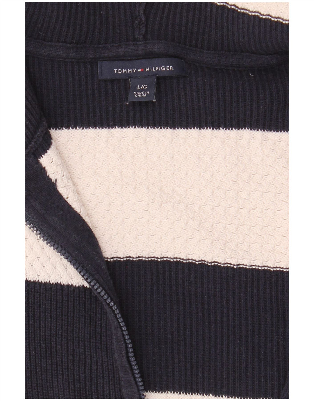 Pulover cardigan pentru femei TOMMY HILFIGER UK 16 mare bleumarin cu dungi
