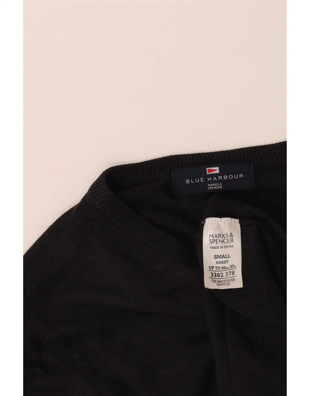 Marks & Spencer Pulover pentru bărbați Blue Harbour cu decolteu în V, mic, negru, acrilic