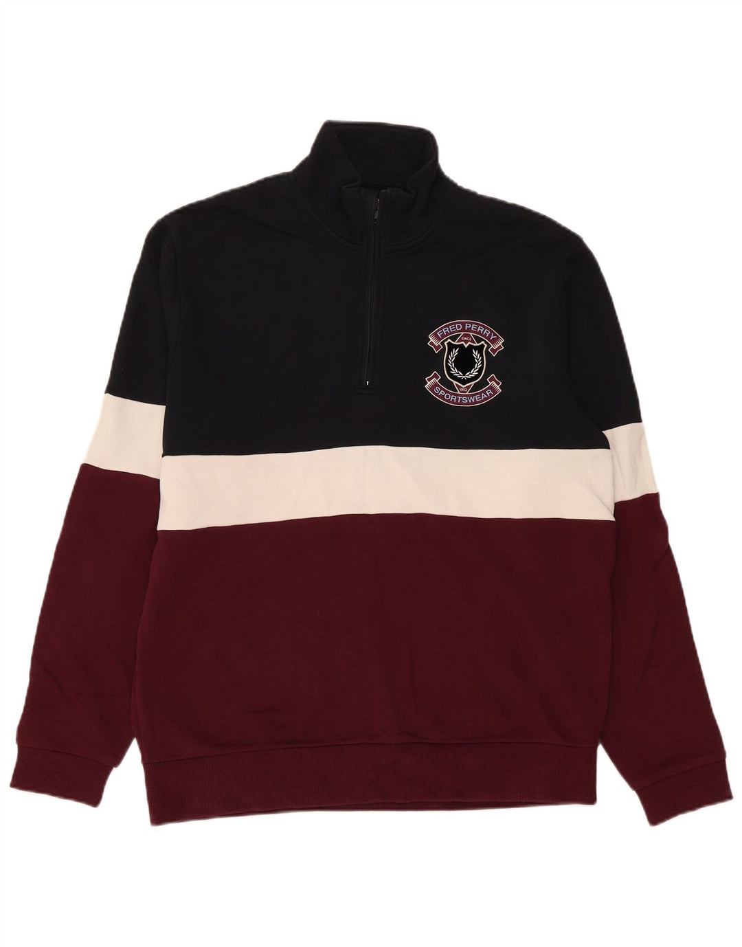 Pulover pentru bărbați Fred Perry, cu fermoar, cu gât, mediu, multicolor, color block