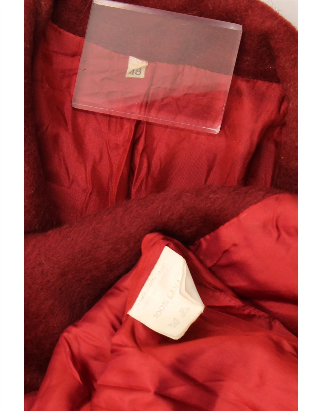 Palton pentru femei VINTAGE cu piept dublu IT 48 XL Lână Bordeaux