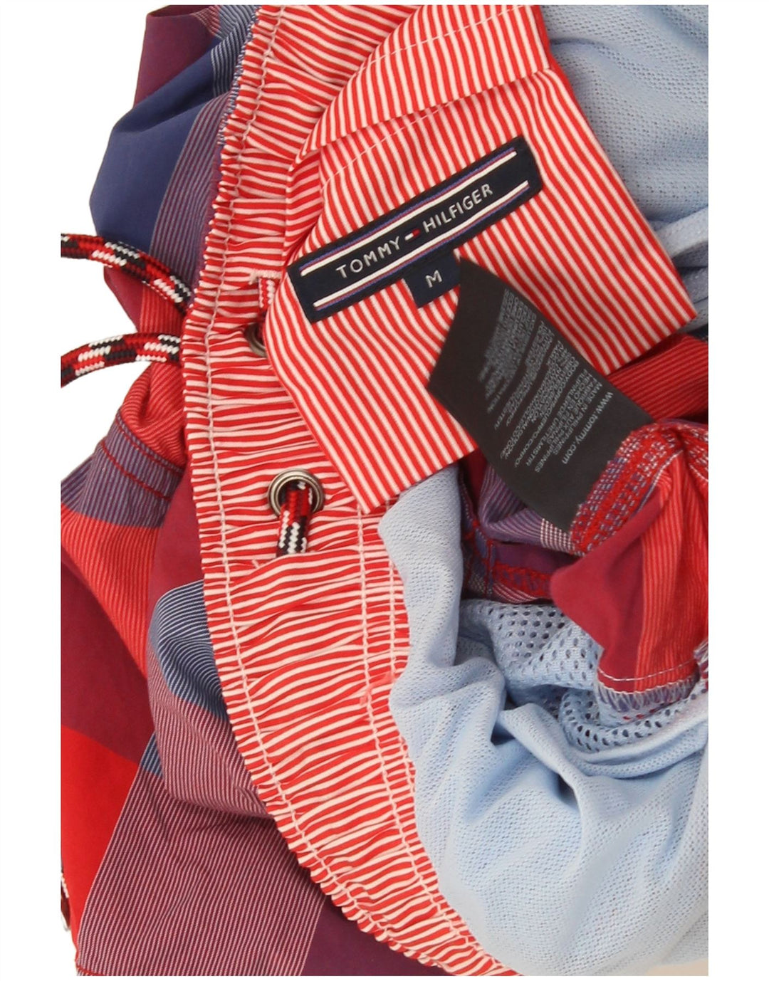 Pantaloni scurți de înot Tommy Hilfiger pentru bărbați, nailon cu carouri medii roșii