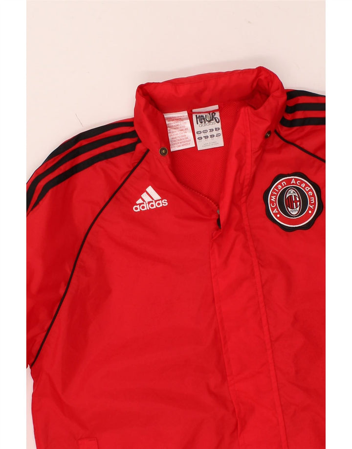 ADIDAS Boys AC Milan Oversized Graphic Raincoat 11-12 Years Red Nylon Vintage Adidas and Second-Hand Adidas from Messina Hembry 