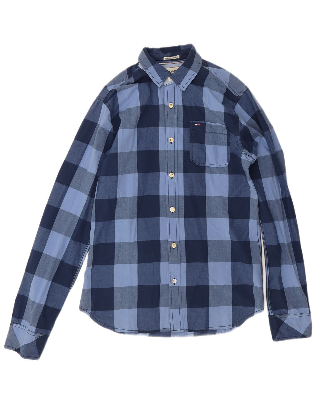 Cămașă pentru bărbați Tommy Hilfiger, bumbac cu carouri, albastru bleumarin