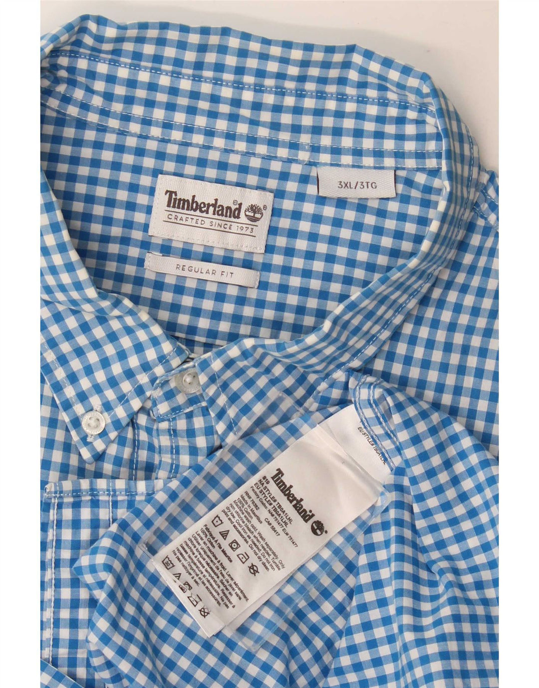 Cămașă Timberland Regular Fit 3XL pentru bărbați, bumbac vichy albastru
