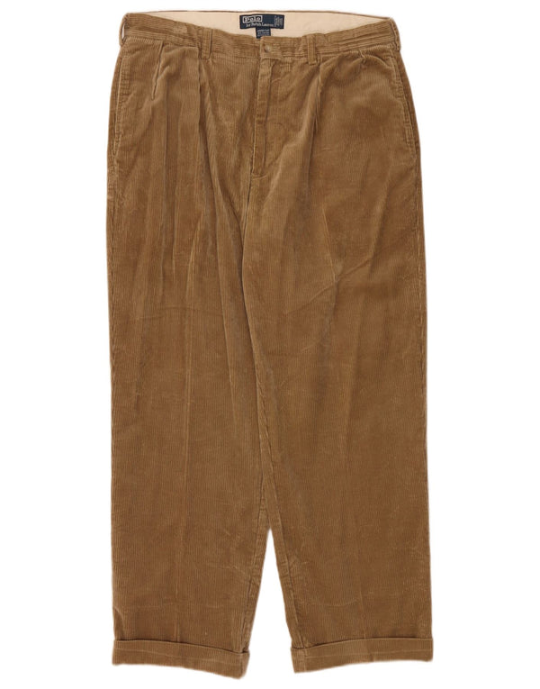 Pantaloni pentru bărbați Polo Ralph Lauren Andrew Pegged din velur L35 L31, bumbac bej