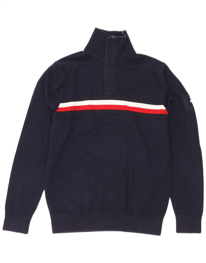 Pulover pentru bărbați Tommy Hilfiger, cu fermoar, cu gât, mediu, bleumarin, color block