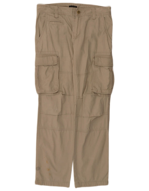 Pantaloni cargo drepti pentru femei Sisley IT 46 Large W32 L30 Bej Bumbac