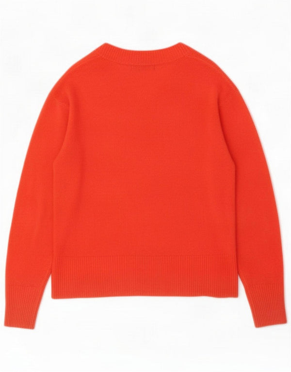Marks & Spencer Womens V-Neck Jumper Sweater UK 14 Medium Orange Acrylic