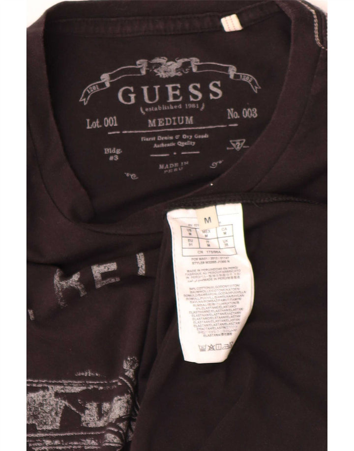 Tricou cu grafică obișnuită Guess pentru bărbați Top mediu din bumbac negru