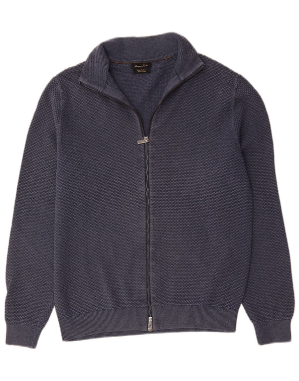 Pulover cardigan cu fermoar complet Massimo Dutti pentru bărbați, bumbac bleumarin mic