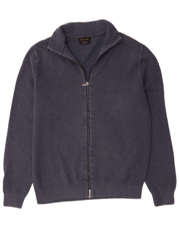 Pulover cardigan cu fermoar complet Massimo Dutti pentru bărbați, bumbac bleumarin mic