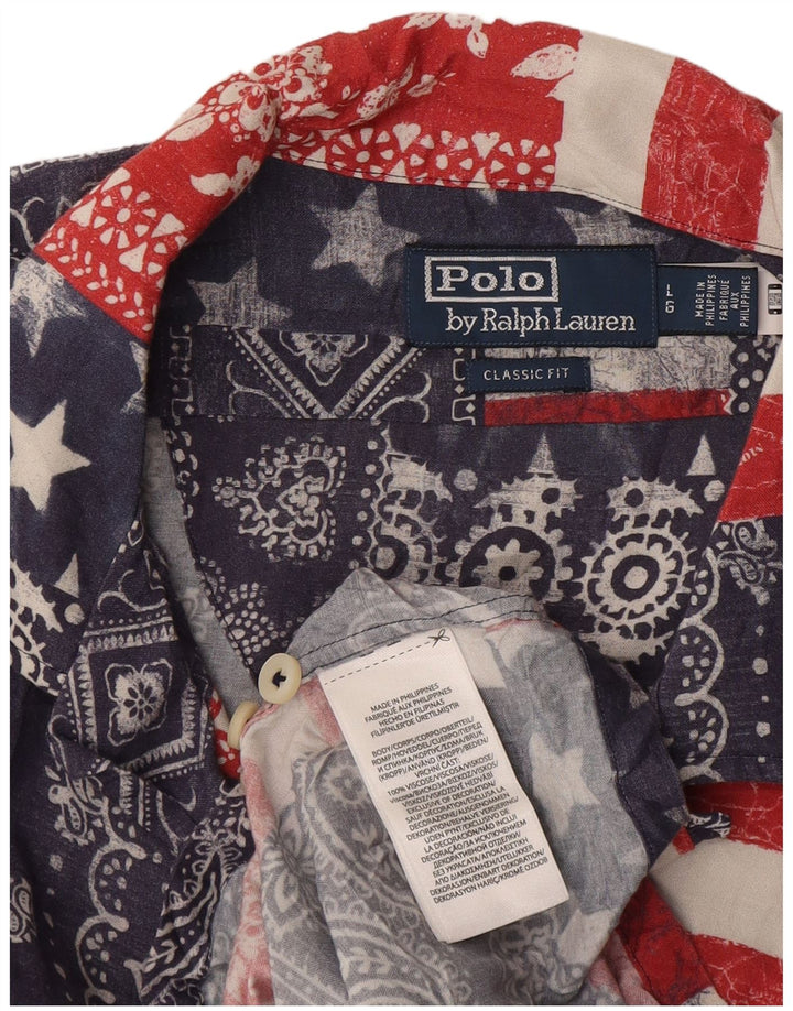 Cămașă pentru bărbați Polo Ralph Lauren cu mânecă scurtă, mare, bleumarin, mozaic