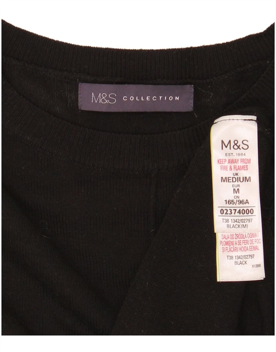 Pulover pentru femei Marks & Spencer cu decolteu triplu UK 14 Medium Negru