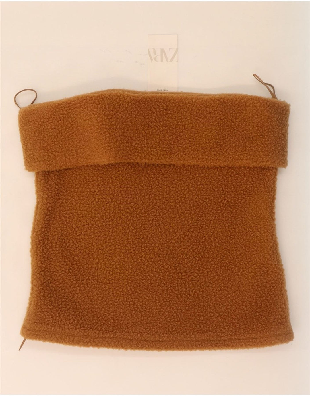 Top fără bretele din lână pentru femei Zara UK 18 XL Maro Poliester