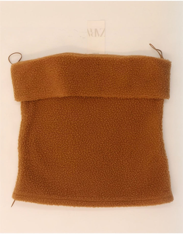 Top fără bretele din lână pentru femei Zara UK 18 XL Maro Poliester