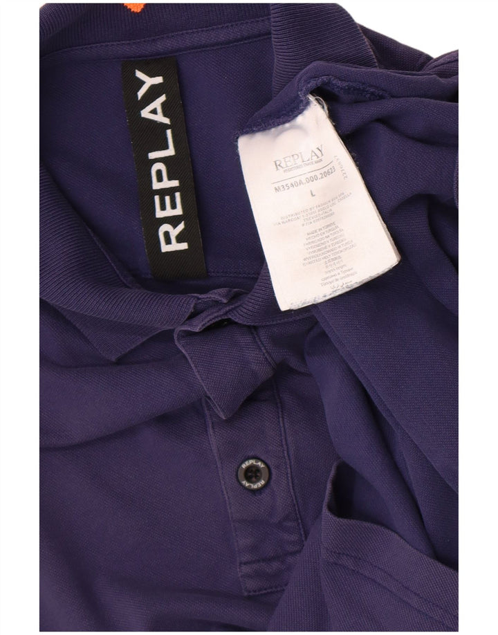 Tricou polo pentru bărbați Replay, mare, bleumarin, bumbac